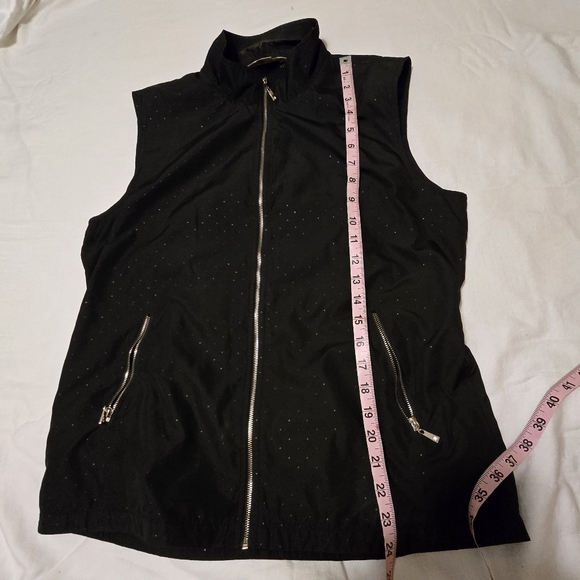 Monterey Club Zip Vest Size Medium Black With Shiny Dots Golf Windrlbreaker Vest - Picture 5 of 7